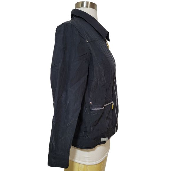 Spanner Black 3/4 Sleeve Full Zip Collared Jacket Size 6 - Picture 3 of 6